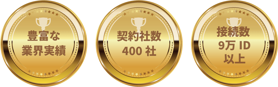 豊富な業界実績 契約者数400社 接続数90,000ID以上